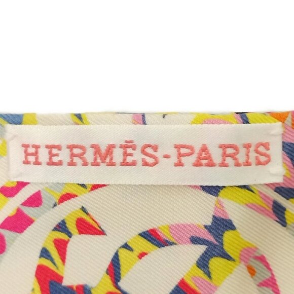 Auth HERMES Twilly - Cream Light Purple Multi Scarf - Picture 3 of 7